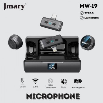 Jmary MW-19 Беспроводной микрофон 2.4GHz для мобильных устройств и камер Type-c и Lightning