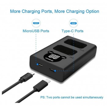 Двойное зарядное у-во для NIKON EN-EL25 Gokyo DL-ENEL25 Micro и Type-C USB Charger с инфо индикатором