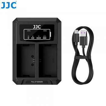 JJC DCH-E6TC Двойное зарядное у-во для Canon LP-E6/E6N/E6NH/E6P 