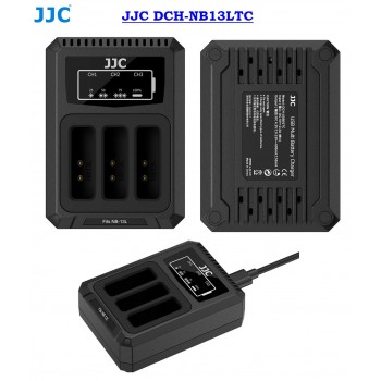 JJC DCH-NB13LTC Тройное зарядное у-во для Canon NB-13L